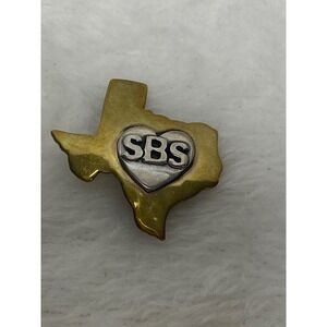 Jeep Collins Texas‎ Pin "SBS" Sterling Silver Brass Heart Shaped Brooch